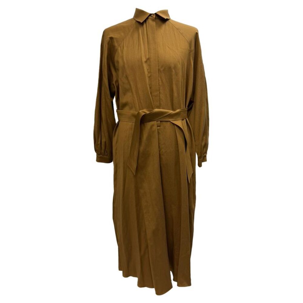 Max Mara Lecce Midi Shirt Dress in Brown Wool